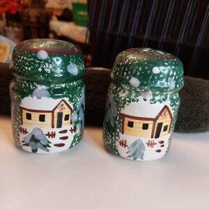 Vintage* Large Cottage in Forest Salt & Pepper Shakers